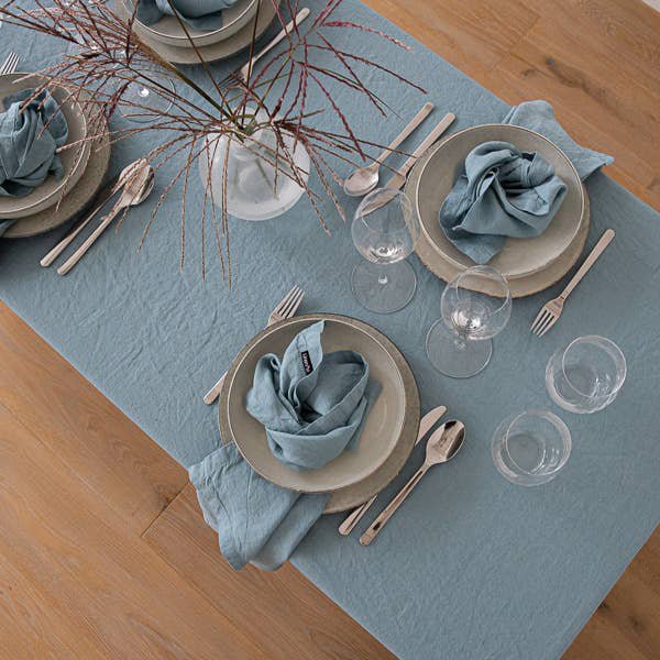 Linen Tablecloth Stone Blue Stone Washed