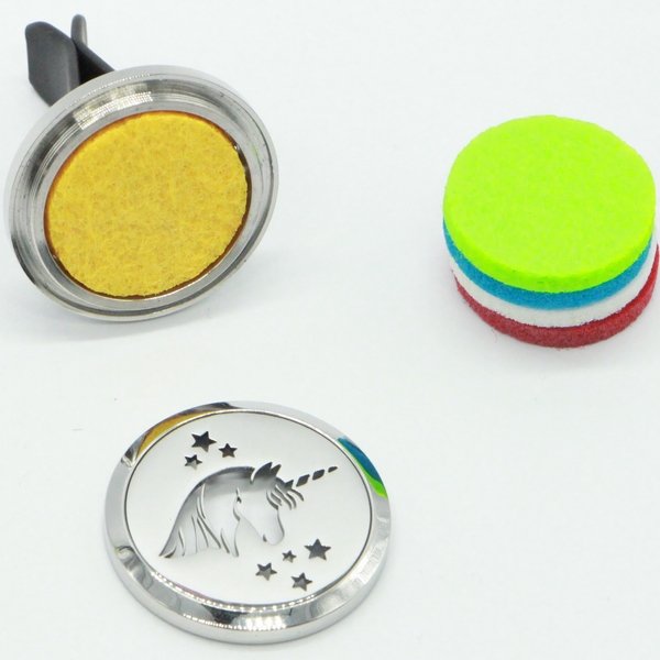 Car Diffuser Clip'Arôme - Unicorn - Stainless Steel with Blotters - Decorative Aromatherapy Accessory - Gift Idea