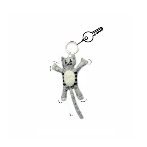 Keyring cat grey