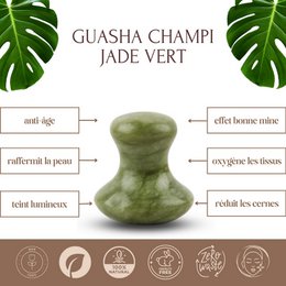 Champi Gua Sha – Green Jade Stone – Relaxation and Massage – Soothing Lifting – Natural Stone – Gift to Give