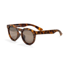 Tortoiseshell-patterned kids' sunglasses with a chill cheetah design, suitable for ages 4 and up.