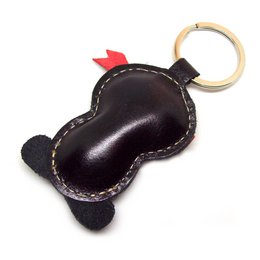 Handmade Black Ninja Leather Keychain