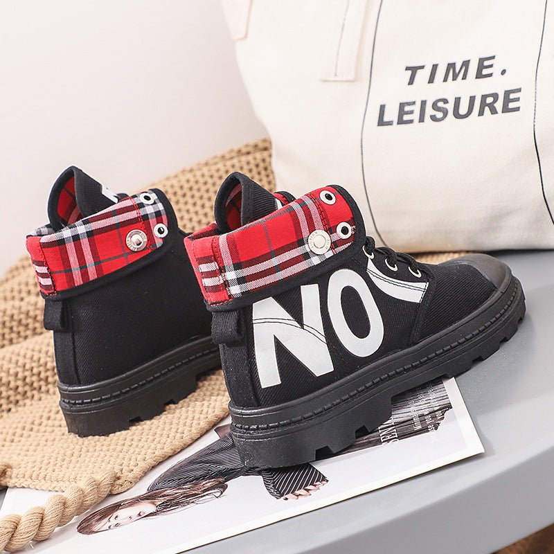 Nouveau Bottes courtes en toile pour filles, montantes, assorties avec tout, chaussures pour femmes