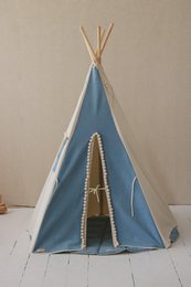 Tipi "Jeans" met pompons en mattenset