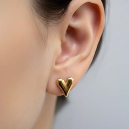 DOMED HEART – Waterproof Gold Heart Lobe Earrings
