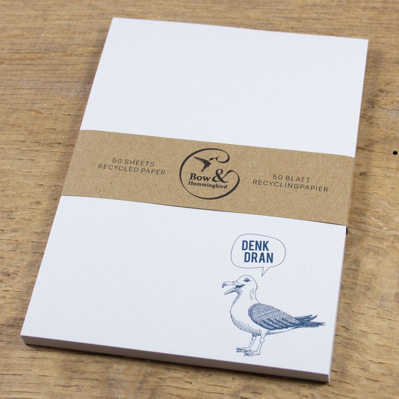 Let op blok "Remember" Möwe van gerecycled papier