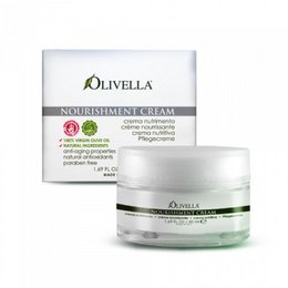 Olivella Nourishment Creme 50ml, a moisturizing cream for the face. Contains natural ingredients like olive oil and vitamin E to nourish and hydrate the skin.