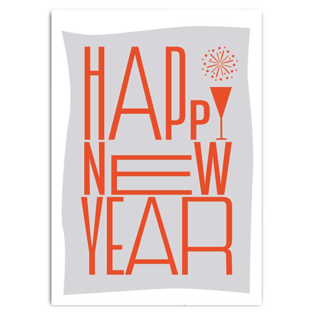 Happy New Year - postcard with neon print