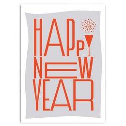 Happy New Year - postcard with neon print