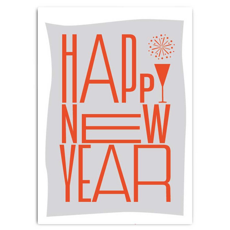 Happy New Year - postcard with neon print