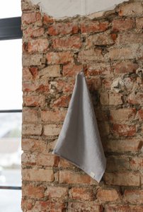 Lichtgrijze linnen keukenhanddoek