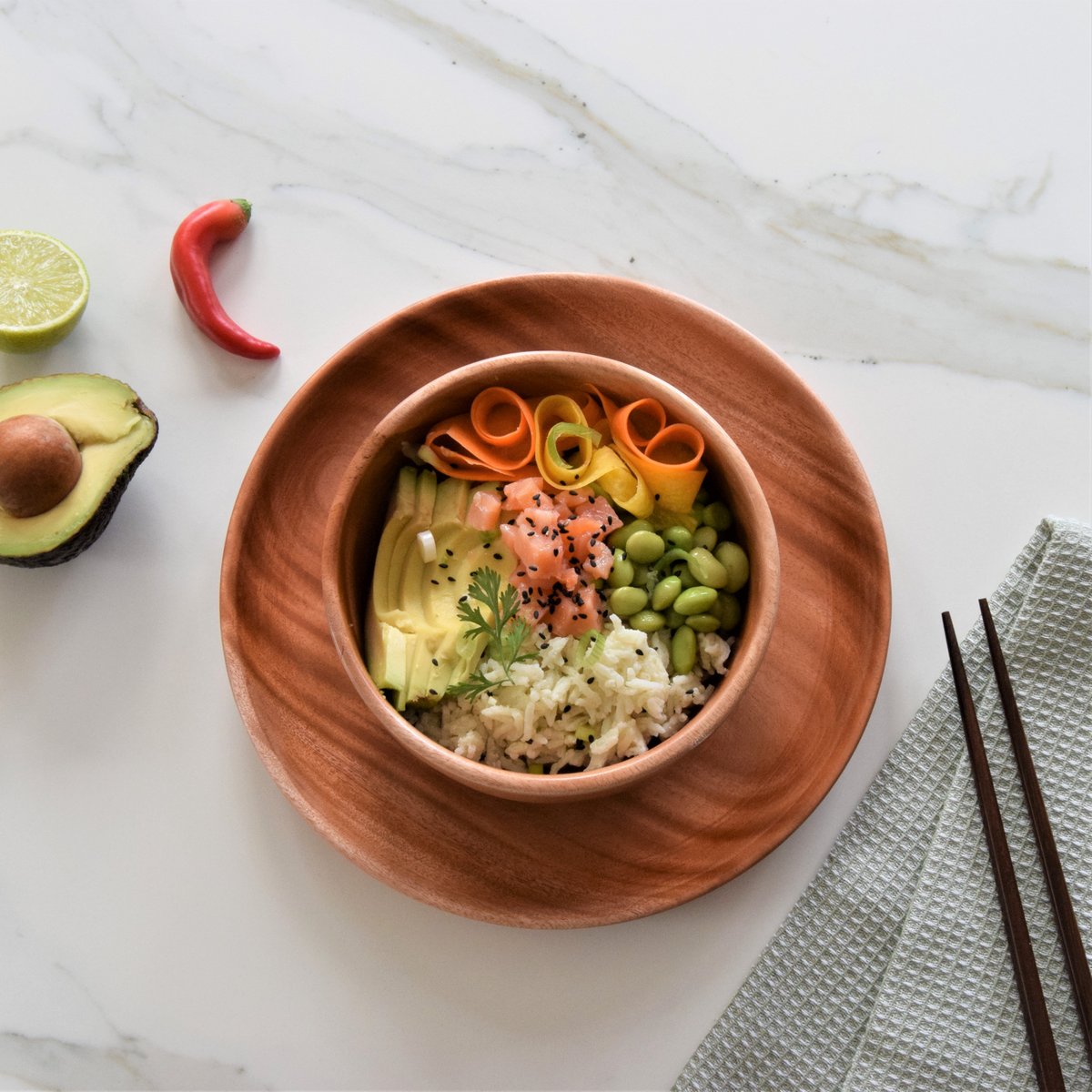 Handmade Tableware - Rice Bowl - Ø15 cm - Eco-friendly - Khaya Wood