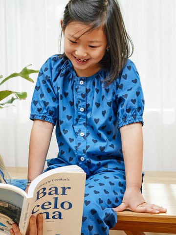 Kinderpyjama van biologisch katoen - Blauw hart