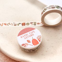Washi Tape Autumn - selvklæbende tape svampe og græskar maskeringstape