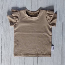 T-Shirt Volants Beige Foncé