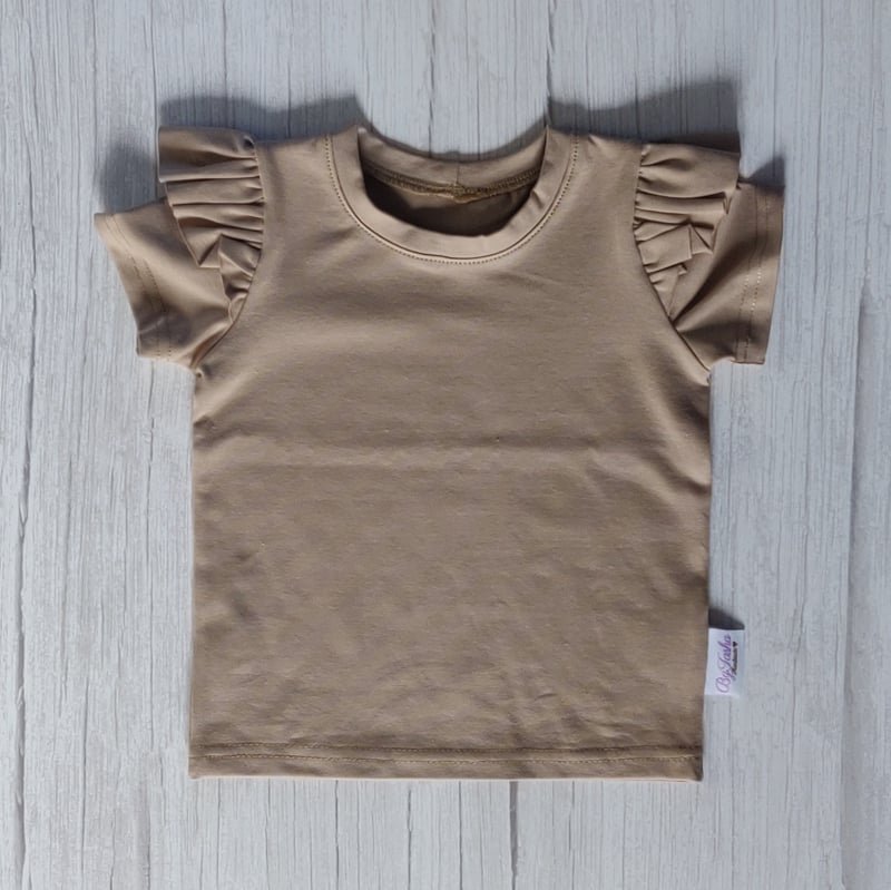 T-Shirt Volants Beige Foncé