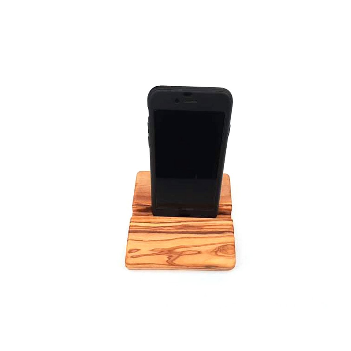 Smartphone Tablet Halter Handy Ständer Rechteck aus Olivenholz