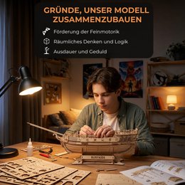 Brigg aus Holz zum Bauen Eisberg – 3D-Holzpuzzle 311 Teile, Schiffsmodell mit Segeln und Takelage, Modellbausatz ab 12 Jahren