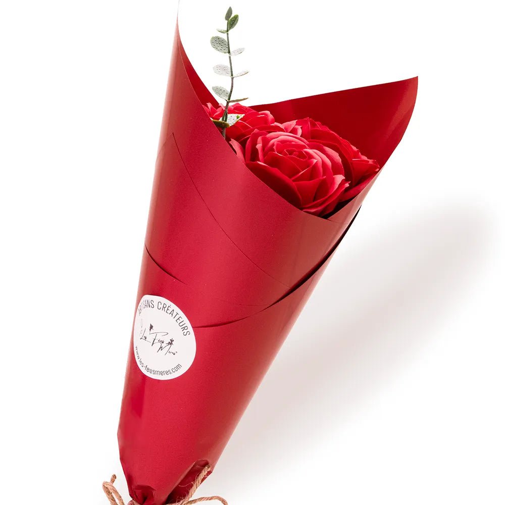 Strauß aus 3 Seifenrosen - rot