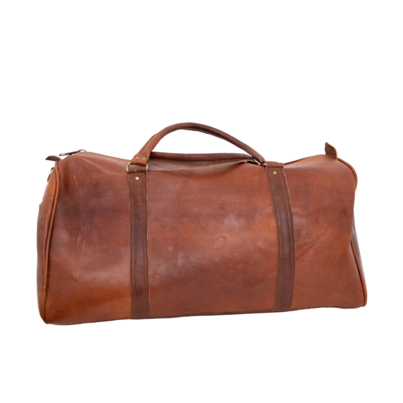 Handgefertigter Weekender aus marokkanischem Leder – große Reisetasche