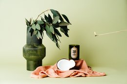 Thai Bambus & Kokos Soja Wachs Kerze - Grünes Glas