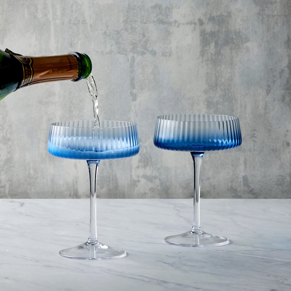 Set of 2 Empire Blue Champagne Coupe Glasses