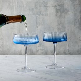 Set of 2 Empire Blue Champagne Coupe Glasses