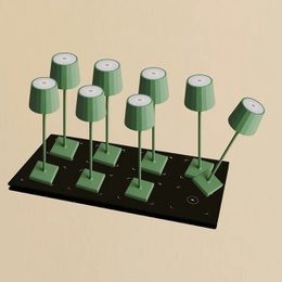 Combi Set Professional | 8 x Wouter Sage Green Rechargeable Table Lamps & Charging Station