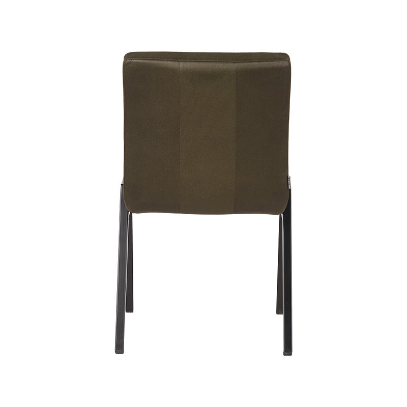Hazer Matz Dining Chair - Army - Artificial Leather - Black Metal Frame 50 x 86 x 60 cm
