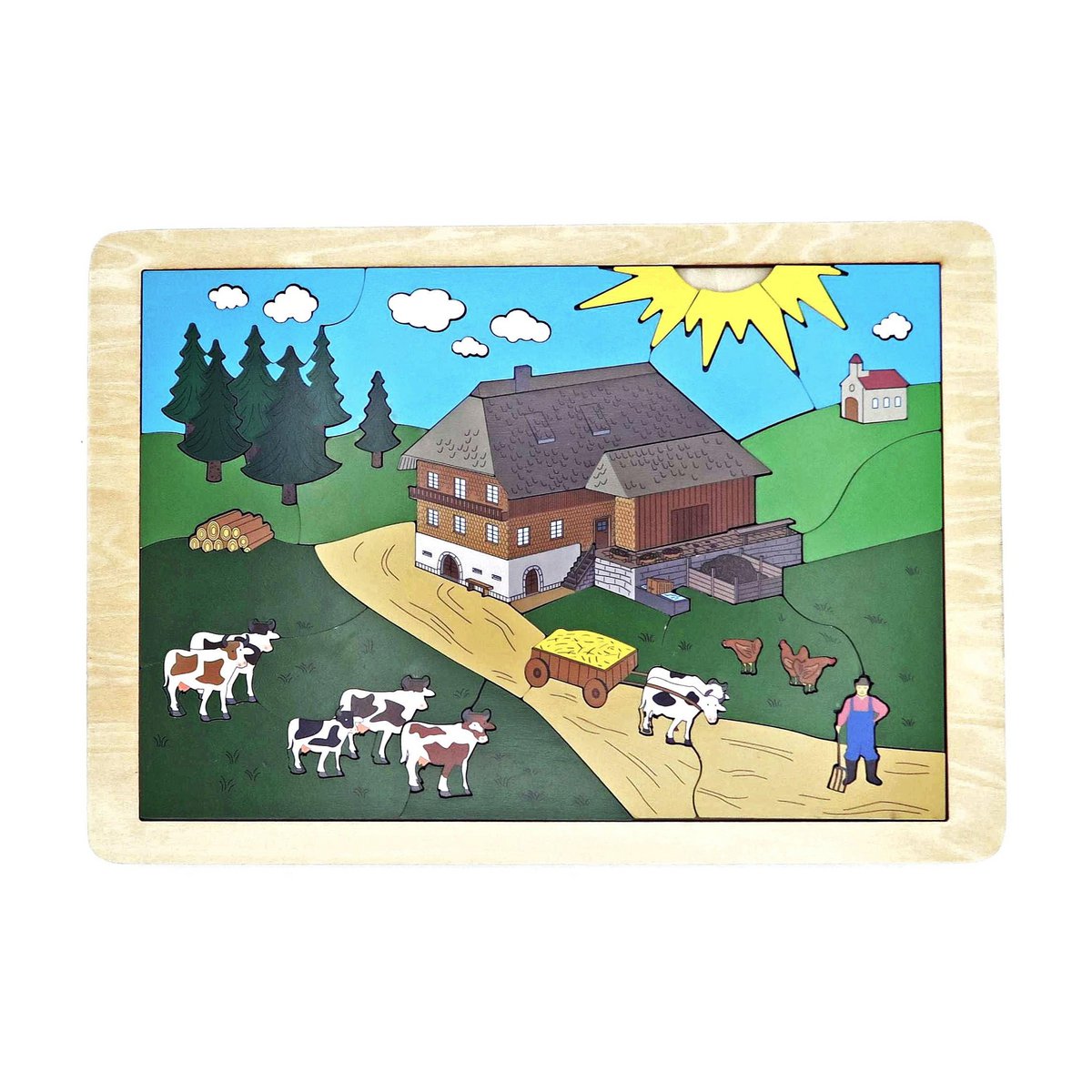 Blick-Durch-Puzzle: Schwarzwälder Bauernhof | Mehrschichtiges Holzpuzzle für die ganze Familie | Geschenk für Schwarzwaldliebhaber