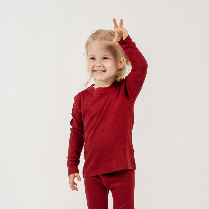 Børne Merino 250 Langærmet Crew Royal Cherry