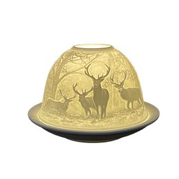 Tea light holder Ø 12x8 cm White Porcelain Deer