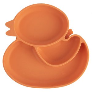 Plate for Kids Silicone Divided Orange Duck 19.5x19 cm