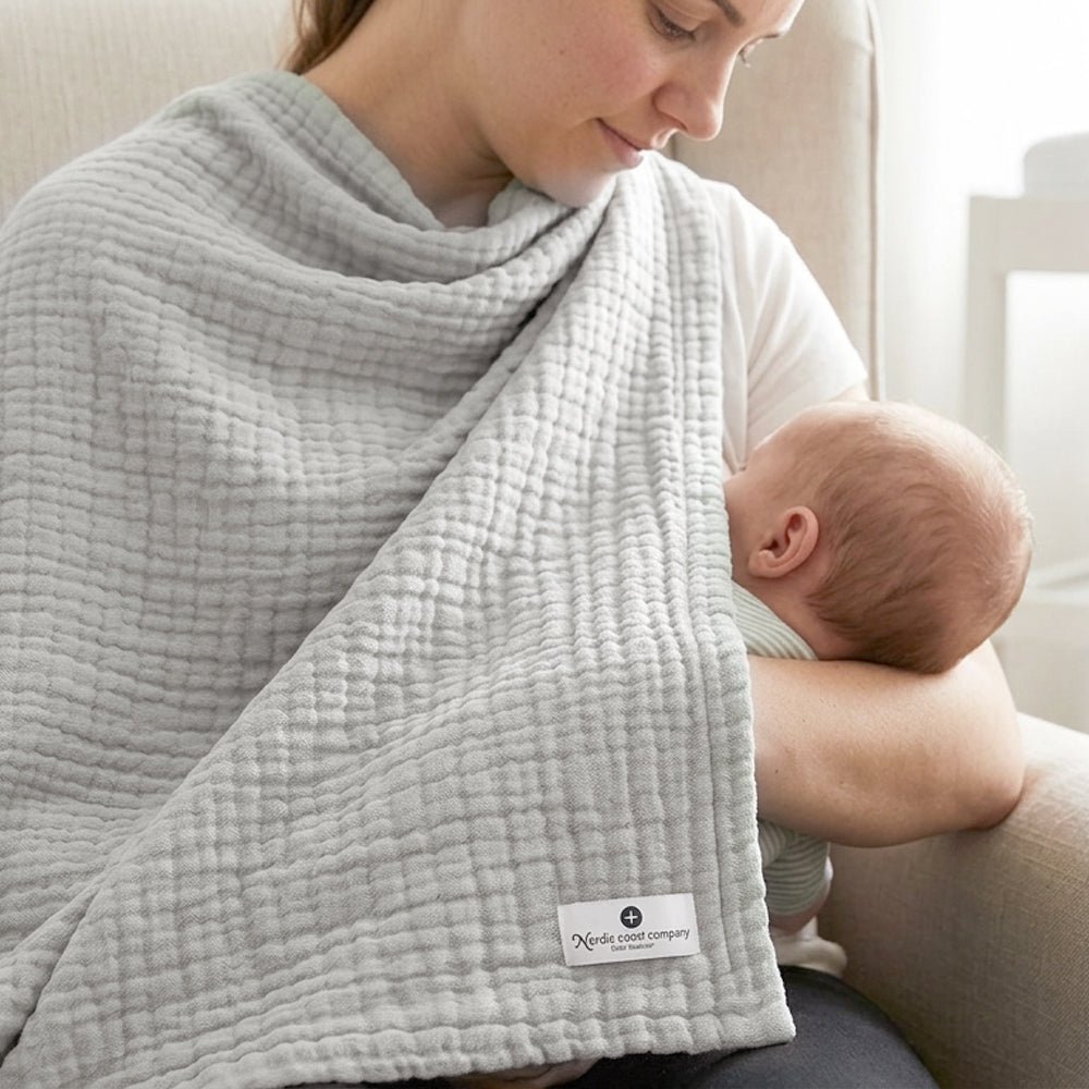 Grey 4 in 1 Muslin Baby Blanket Large