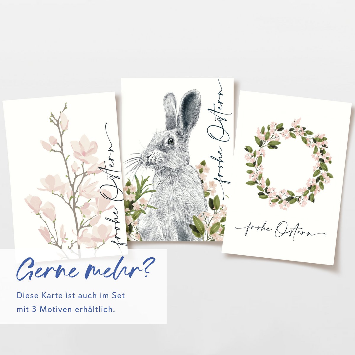 Easter card 'Happy Easter' with pink magnolia