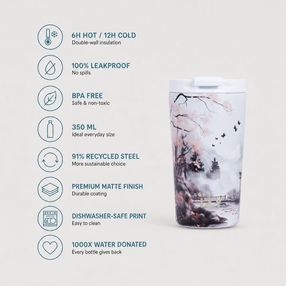 IZY Thermos Mugs - Sakura Dreams - 350ML To-Go Insulated Coffee mug