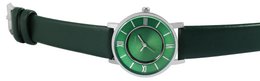 Adrina women's watch with imitation leather strap, Ø 32 mm, dark green/silver