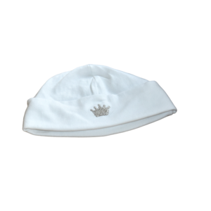 Jersey baby hat with embroidered silver crown