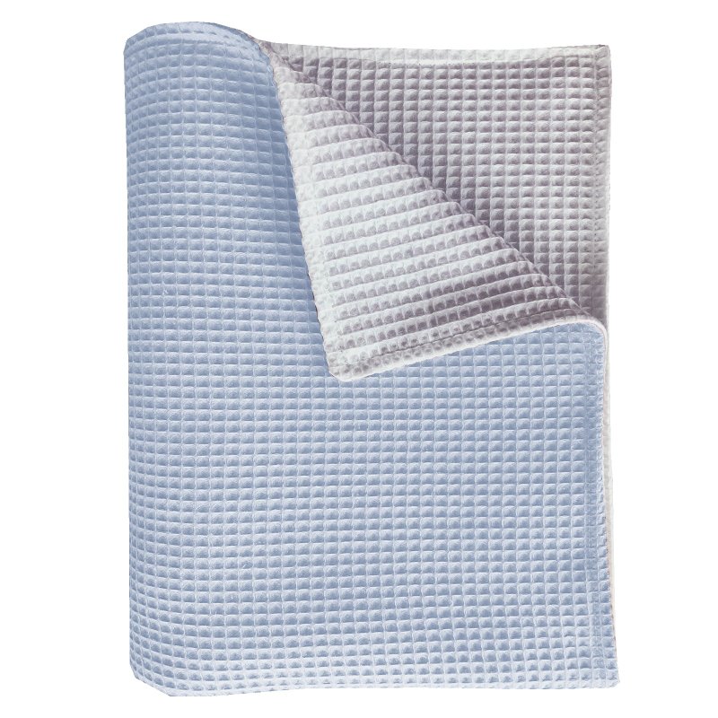 couverture lit bébé Pique double face bleu / blanc 75x100