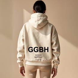 Sudadera con capucha con cremallera "GGBH" - beige