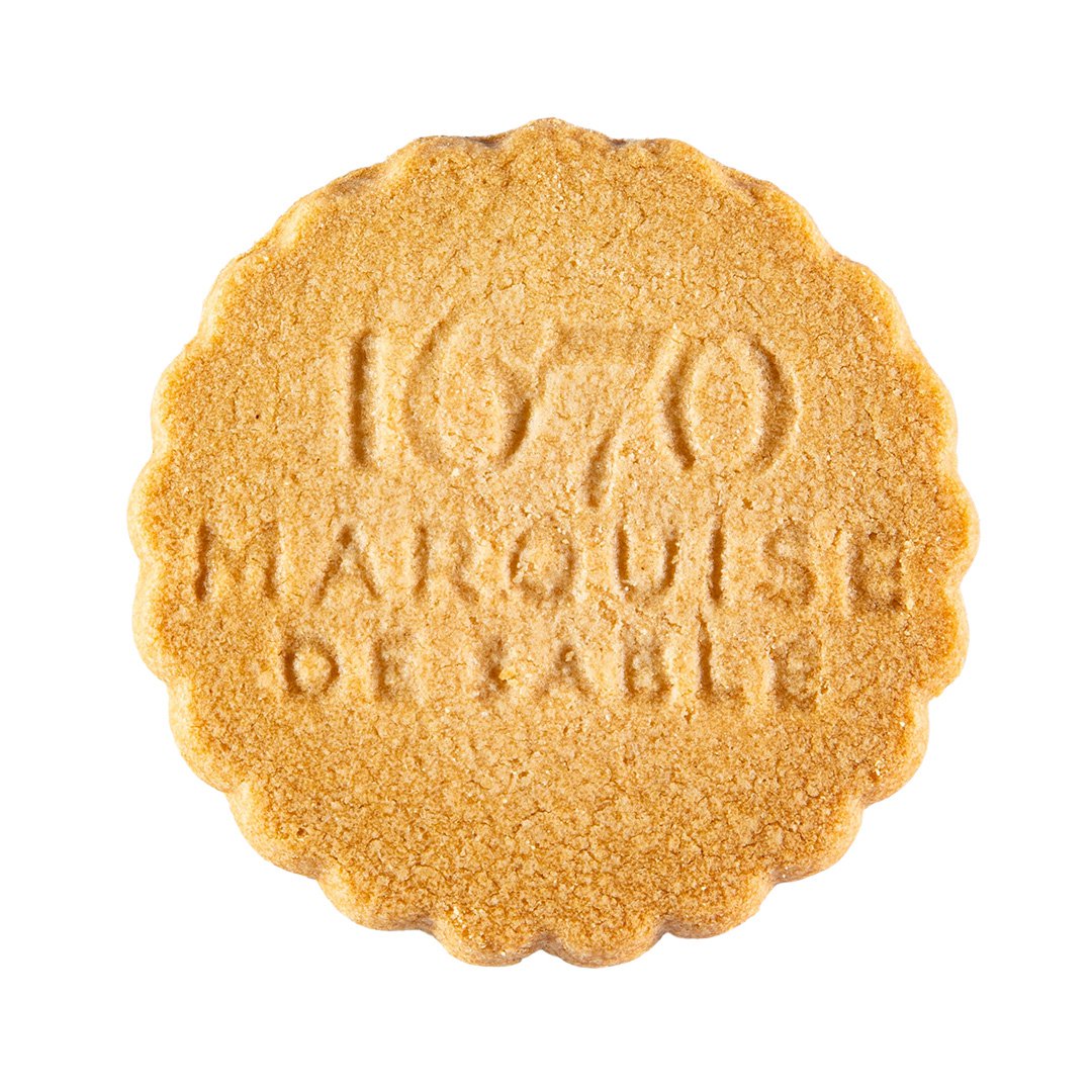 Plain shortbread biscuits with pure fresh butter and salted butter caramel chips - "Les Folies" metal dispenser box 300 g