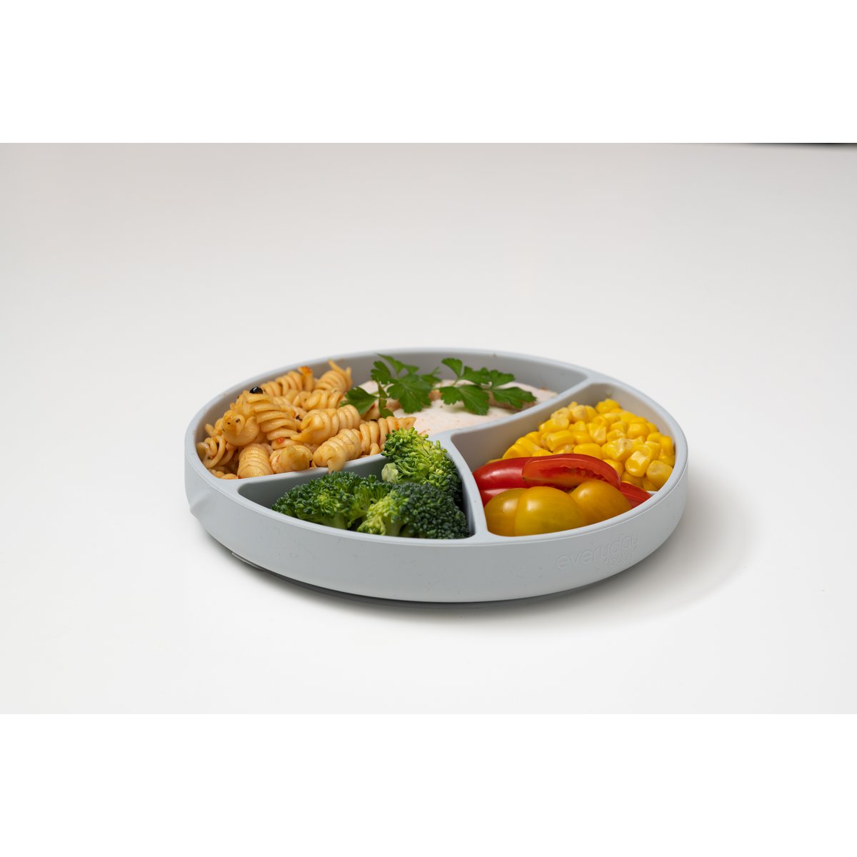 SILICONE BORD MET ZUIGNAP LICHTGRIJS