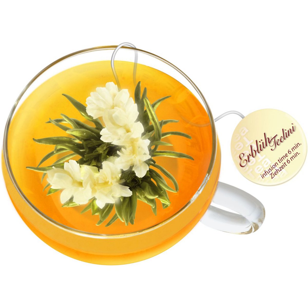 Creano ErblühTeelini cadeauset theeglas 8 theebloemen witte thee