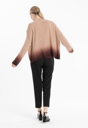 NAMI 12 Camel/brun slips og farvetrykt kashmir sjalkravejakke