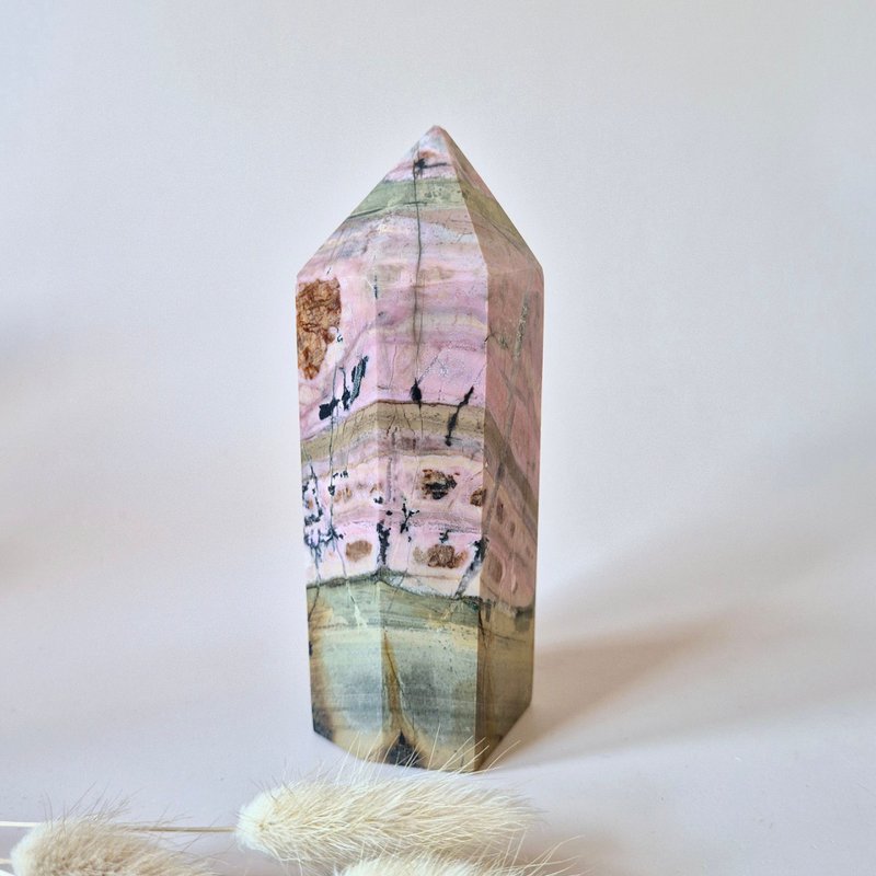 XL Rhodonite Tower - Powerful healing in Pink & Black