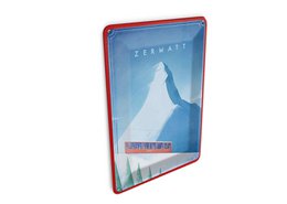 Cartolina da viaggio in latta 10x14 cm Insegna decorativa del treno delle nevi della Svizzera Zermatt