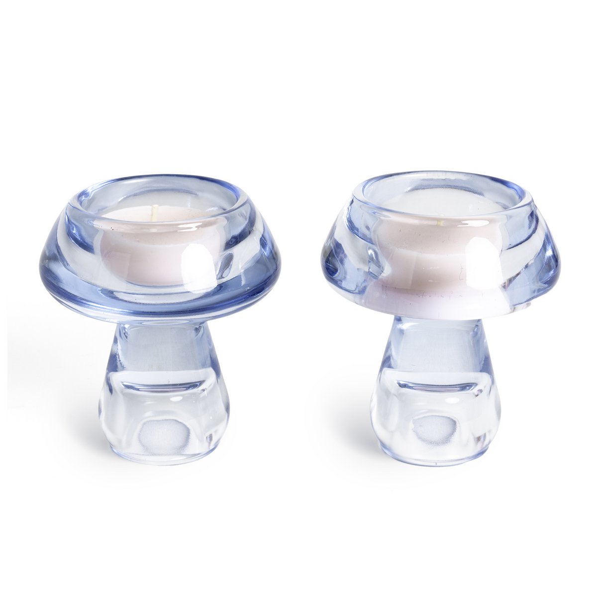 PACK OF 2 LIGHT BLUE MUSHROOM CANDLE HOLDERS HF