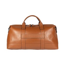RB1029S | In Italien hergestellte Reisetasche aus echtem Leder mit verstellbarem und abnehmbarem Schultergurt. Reißverschluss und Accessoires aus glänzendem Nickelmetall – Farbe Cognac – Maße: 57 x 26 x 24 cm