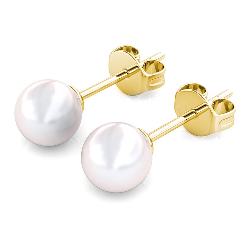 Full Moon Pearl Earrings - Gold and Crystal