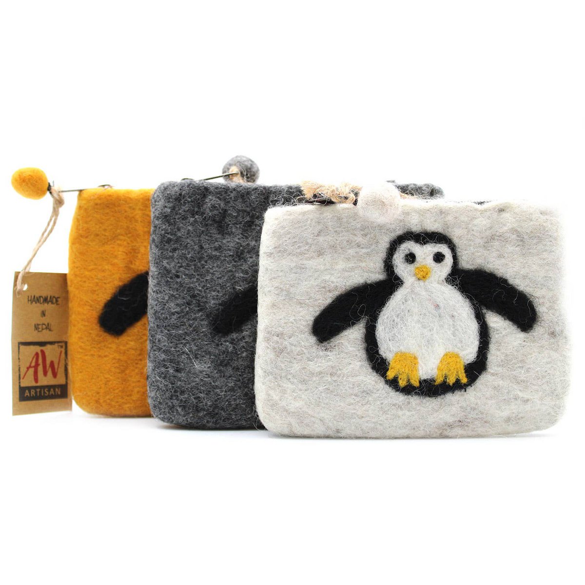 Etui van natuurlijk vilt met ritssluiting (assortiment) - Schattige pinguïn